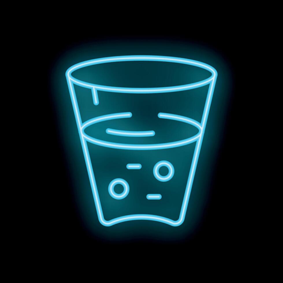 Neon icon of glass containing fizzy drink with bubbles vector