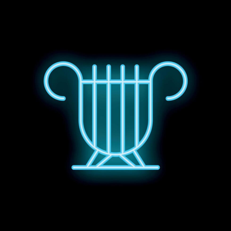 Blue neon lyre shining in the dark vector