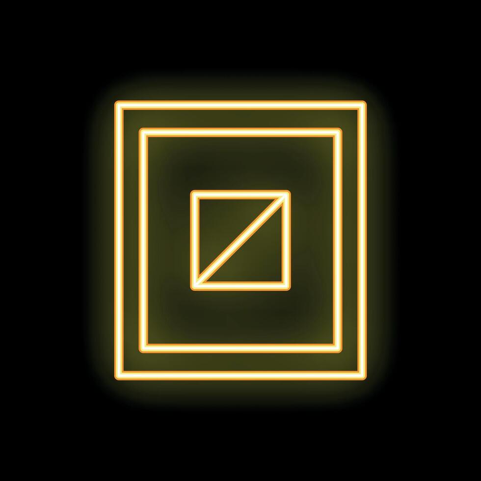 Yellow neon light glowing square shape design on black background vector