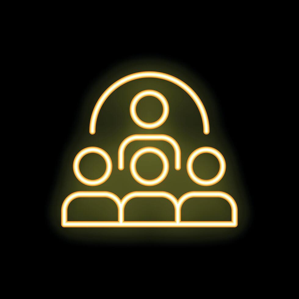Neon icon of business team with leader leading group of people vector