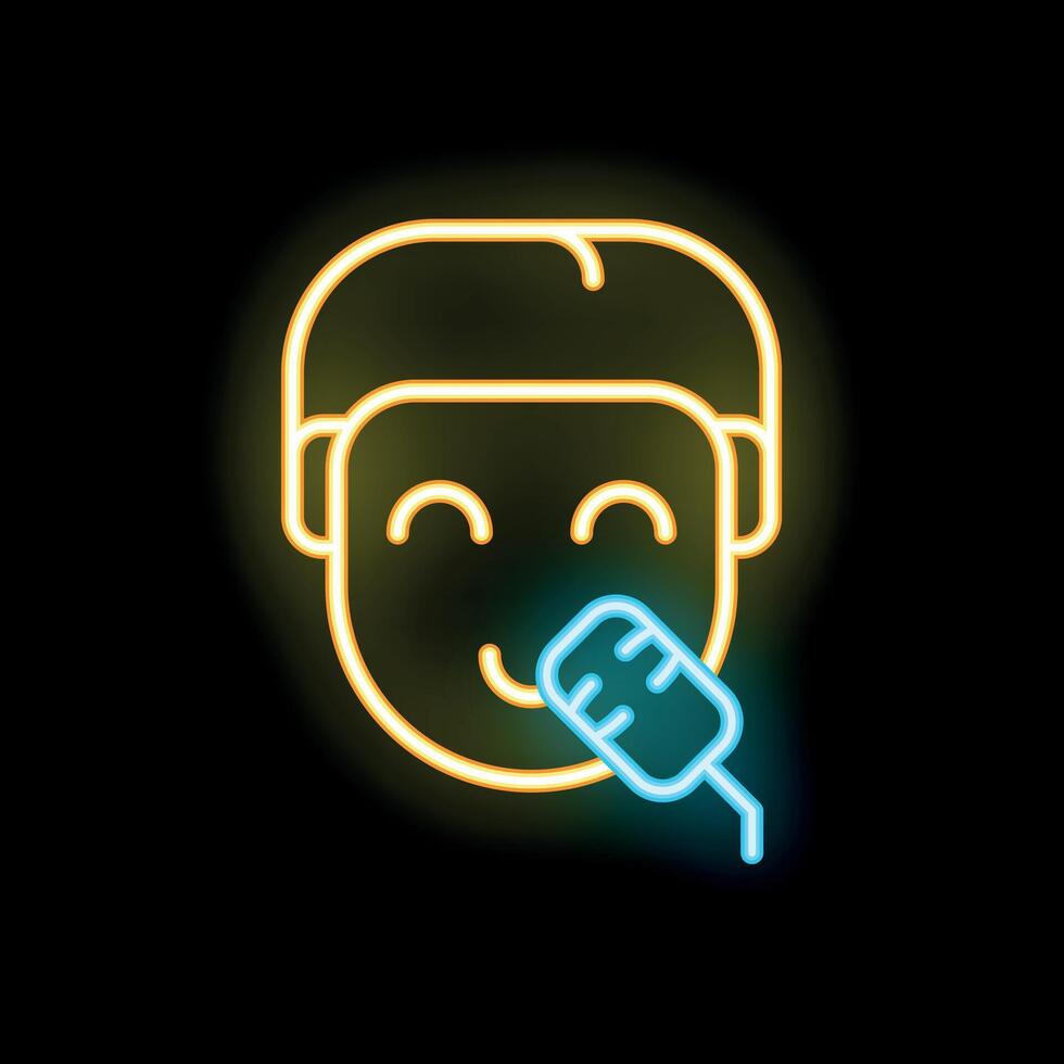 Neon sign of a male singer performing with a microphone vector