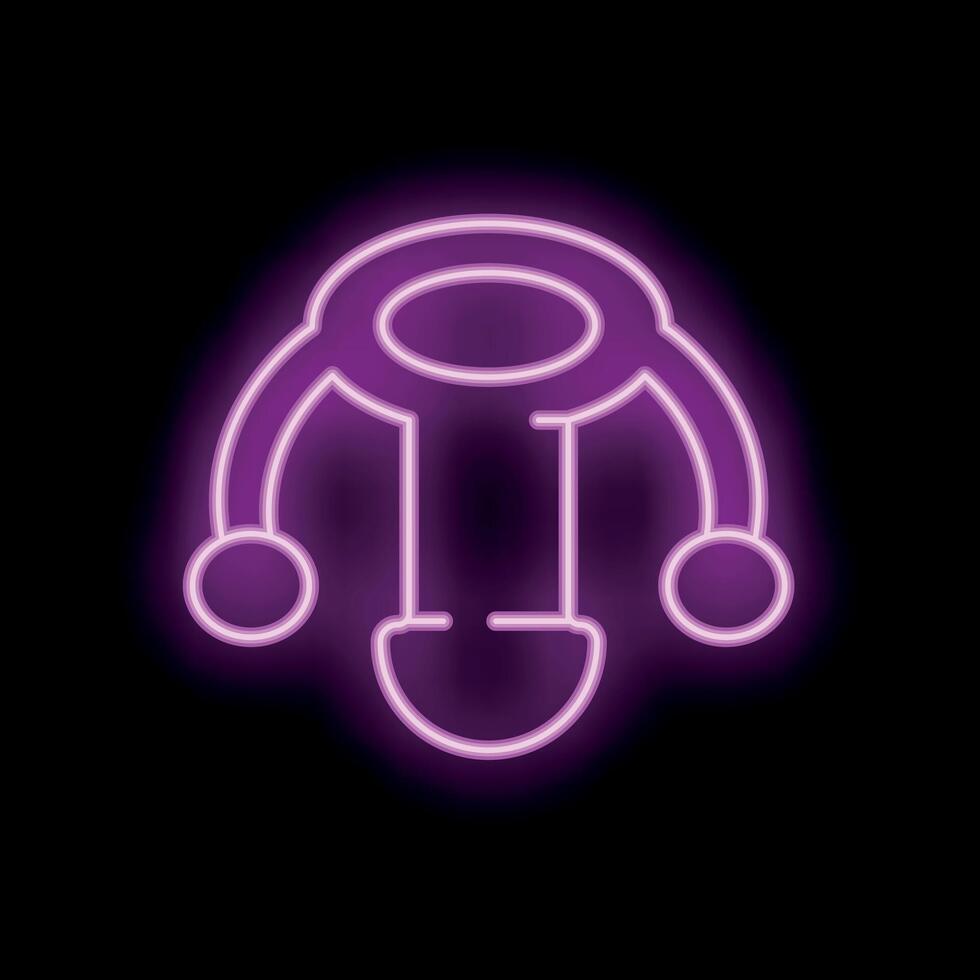 Neon sign representing male reproductive system glowing in the dark vector