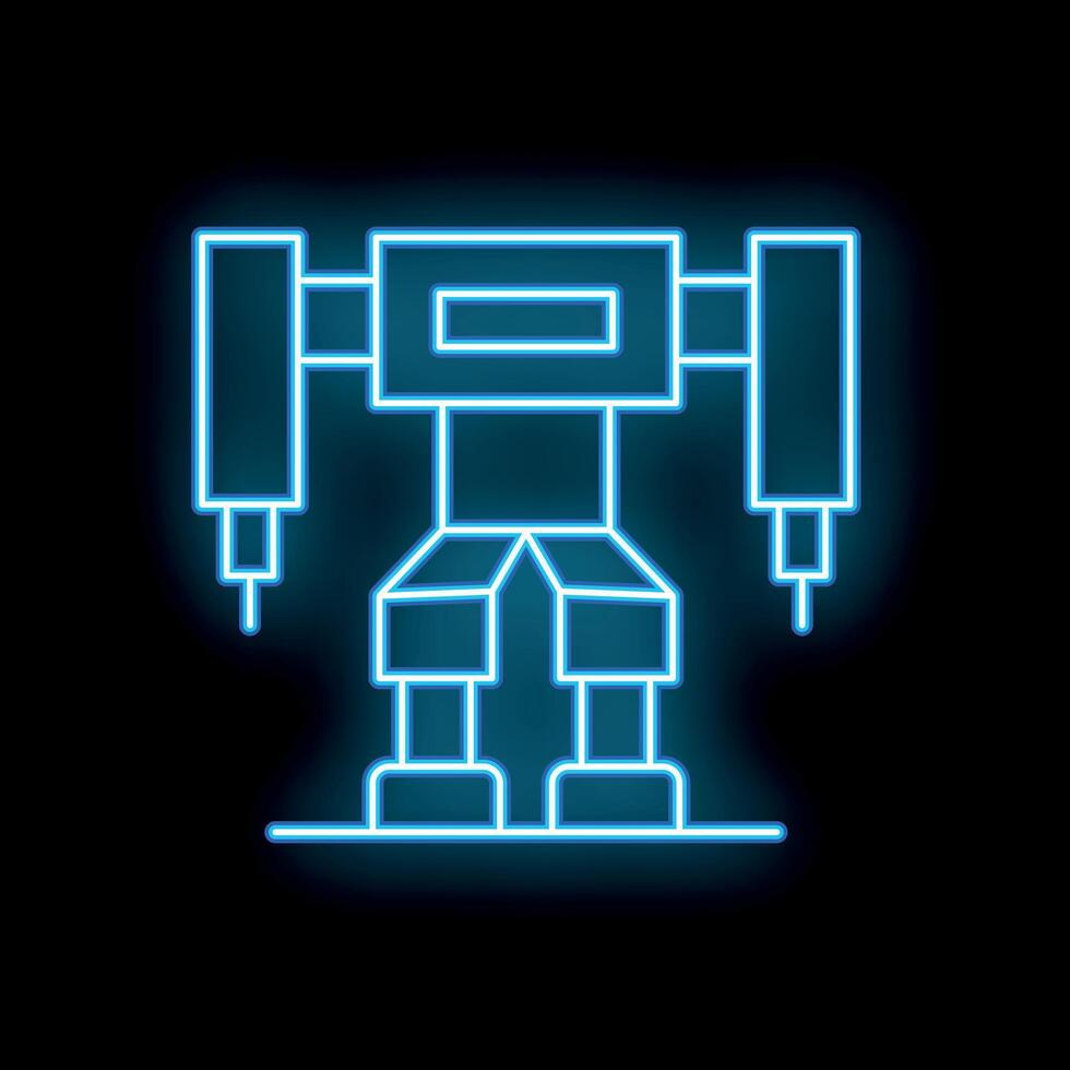 Neon robot standing with arms extended vector