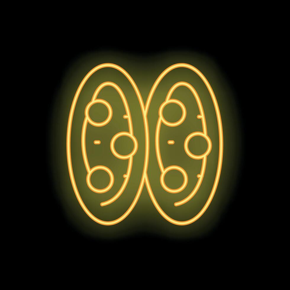 Neon sign representing the concept of cell division with a yellow glow vector