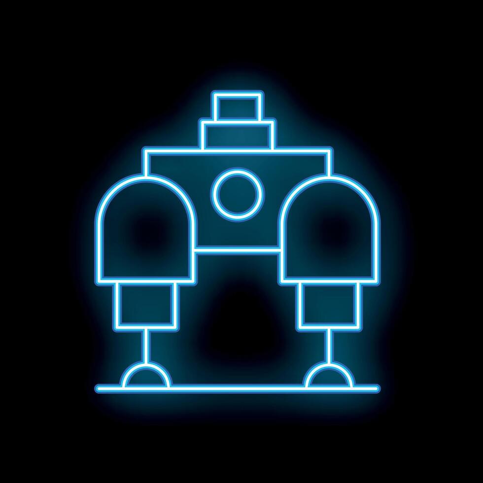 Blue neon sign of a spaceship leaving earth for a mission in space vector