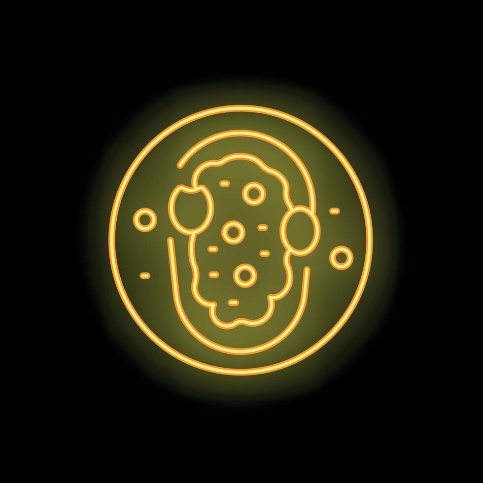 Neon sign showing a plate with food on a black background vector