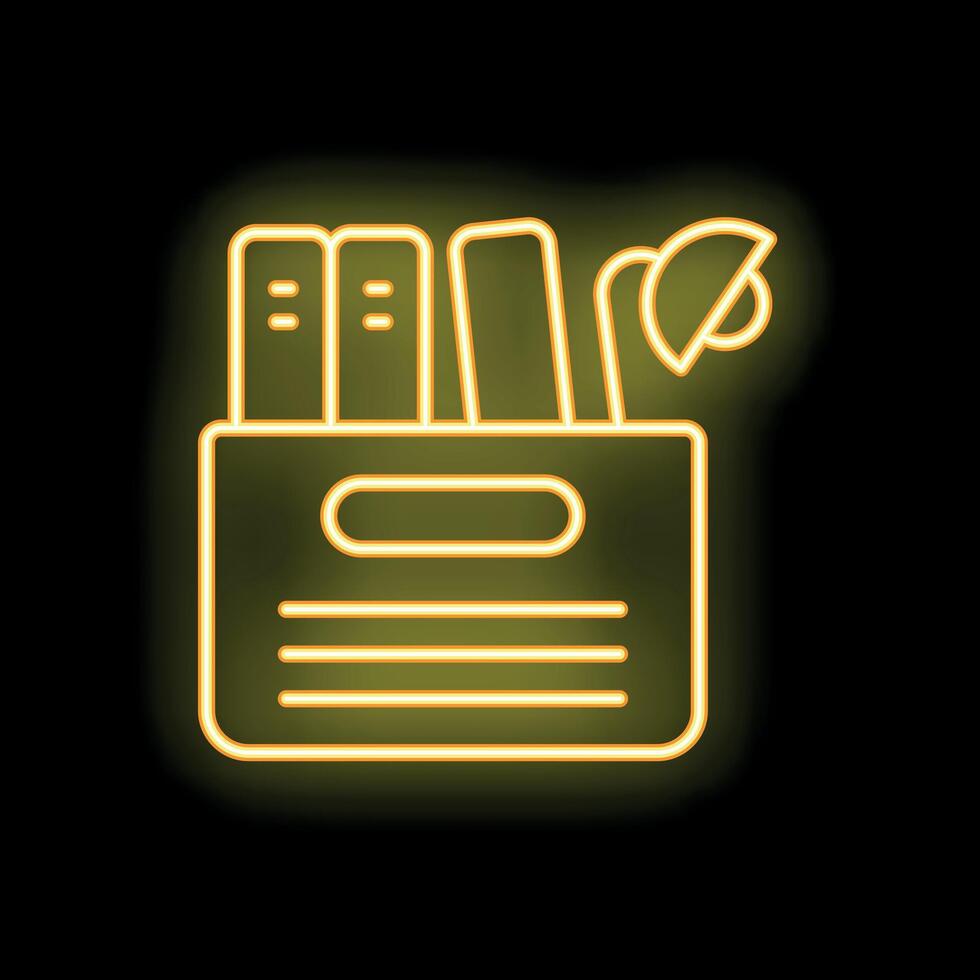 Neon yellow stationery organizer icon for dark theme design projects vector