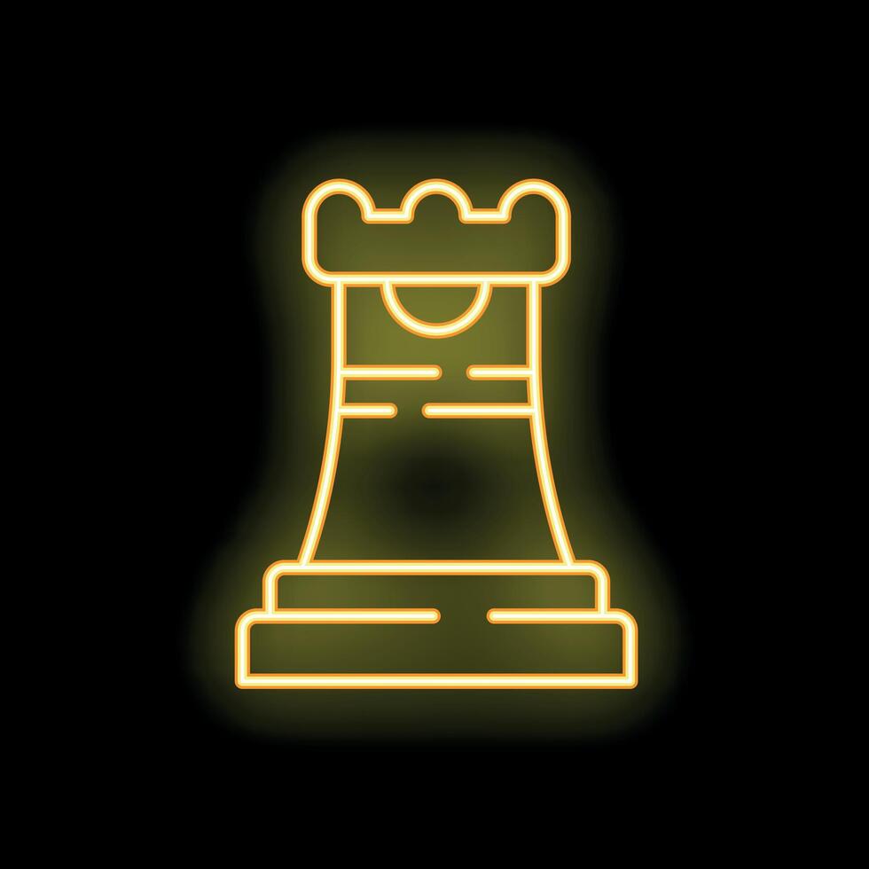 Glowing neon line chess rook figure icon isolated on black background vector