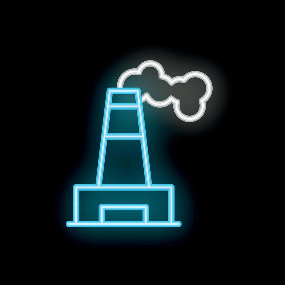 Neon style icon of factory emitting smoke pollution vector