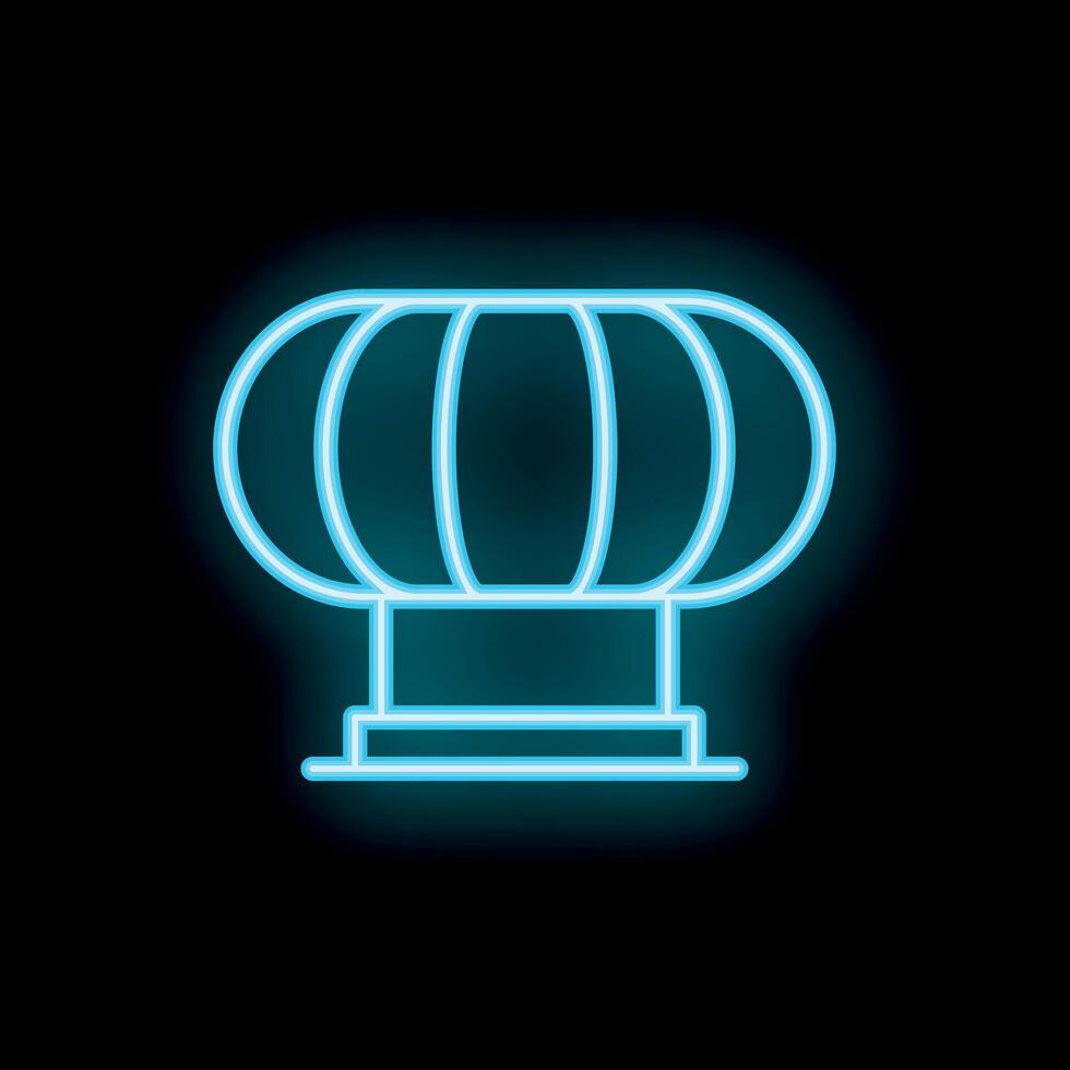 Blue neon sign of a round industrial extractor fan on a black background vector