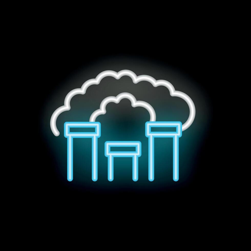 Neon style icon of industrial factory polluting environment vector