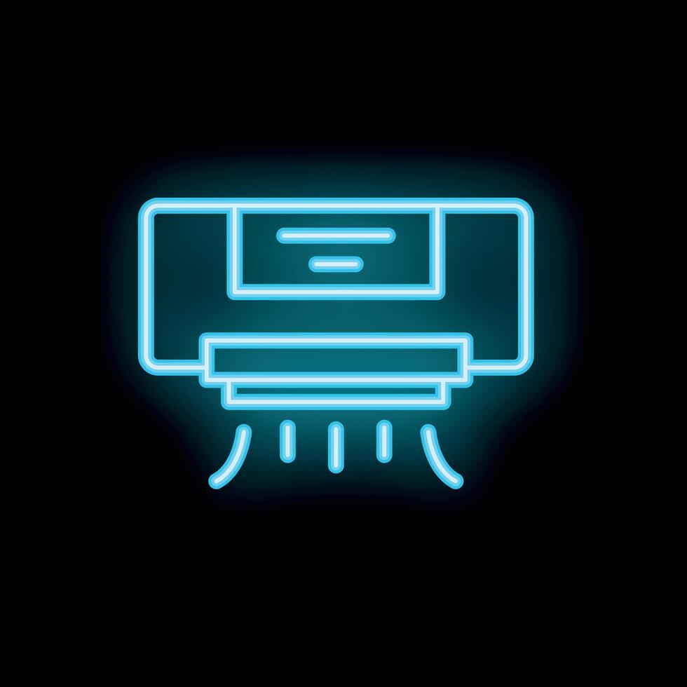 Neon air conditioner icon glowing on black background vector