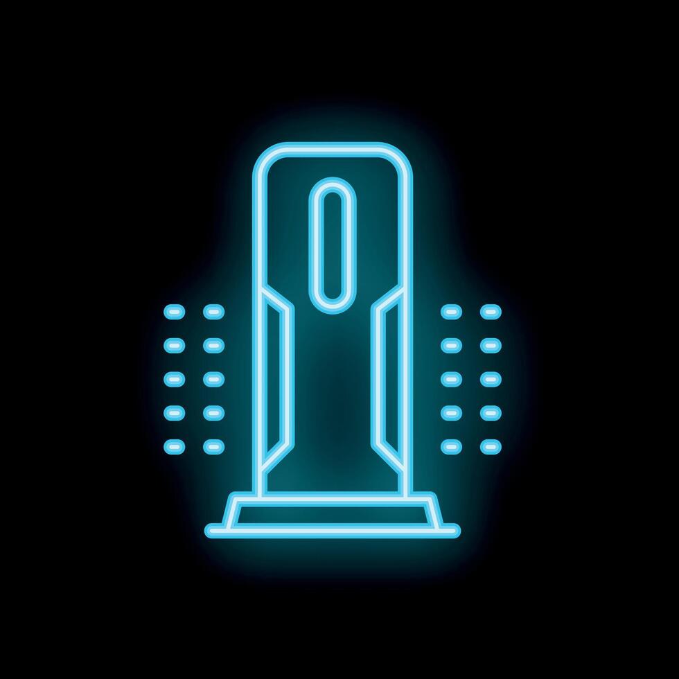 Neon gaming mouse icon glowing on black background vector