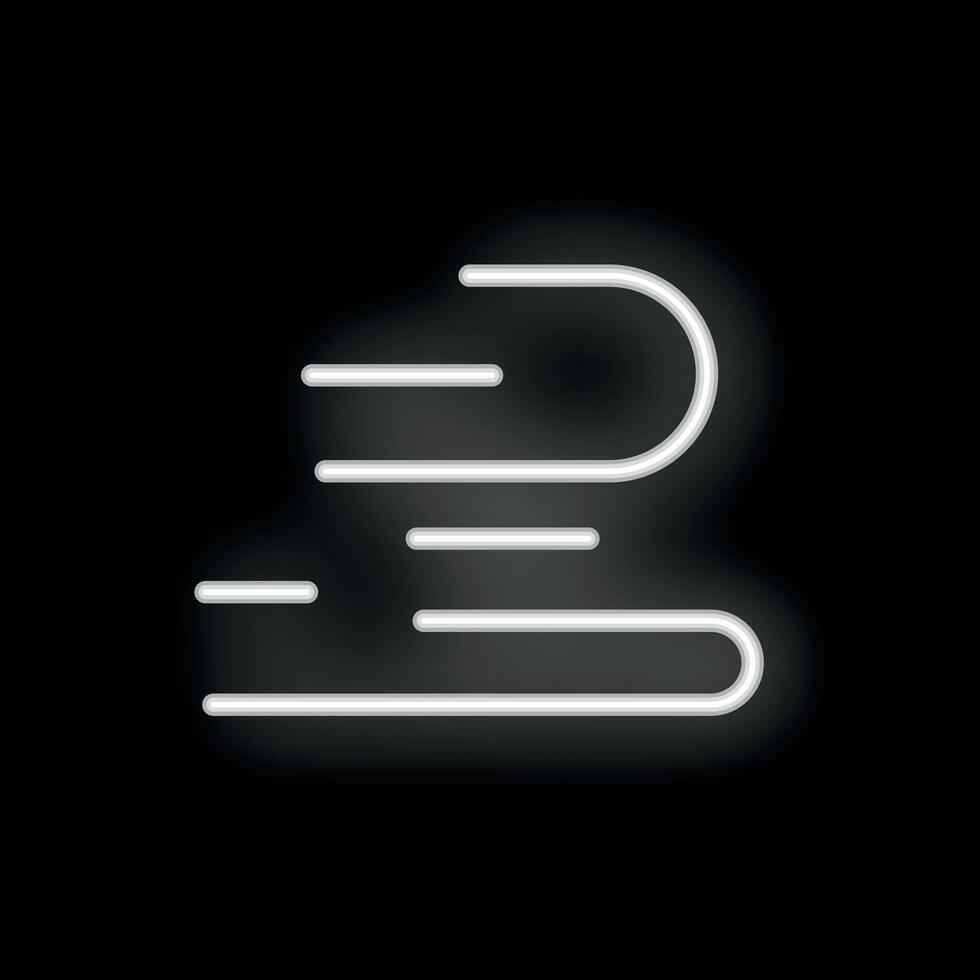 White neon wind blowing icon on black background vector