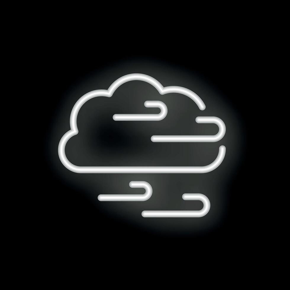 White neon sign showing a windy cloud on a black background vector