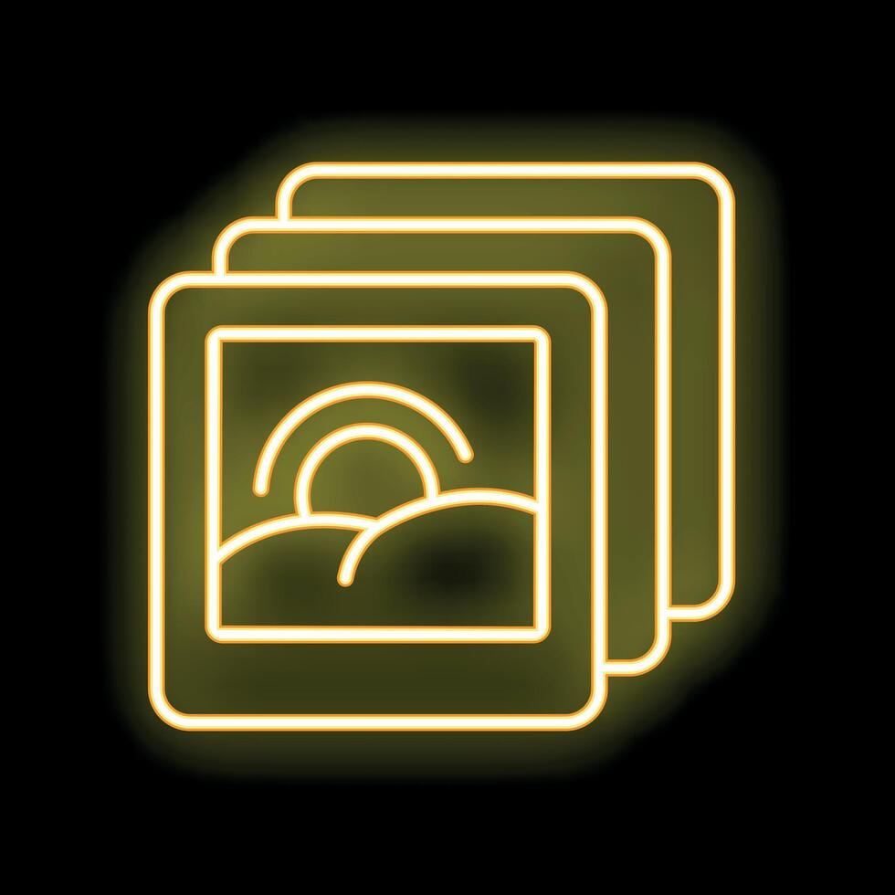 Neon icon of photo gallery representing digital images vector