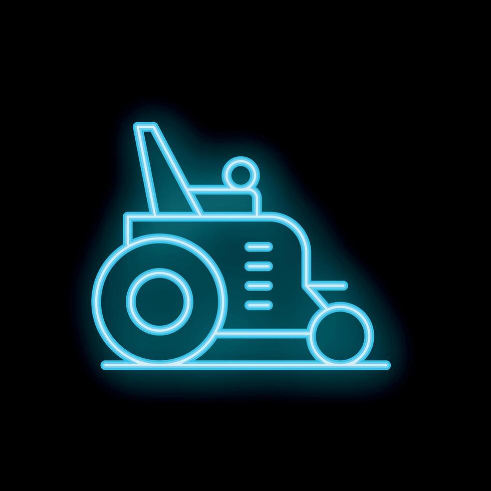 Blue neon icon of a tractor working in the field vector