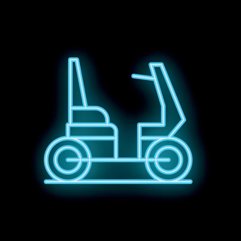 Neon sign showing a mobility scooter on black background vector