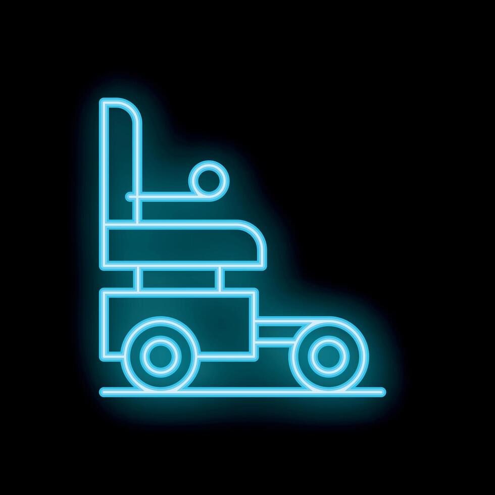 Blue glowing neon icon of an agv moving on black background vector