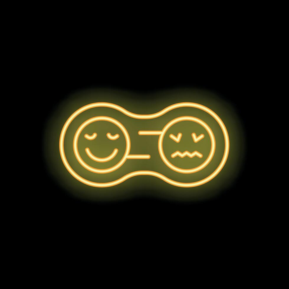Neon sign showing customer choosing between happy or unhappy smiley face vector