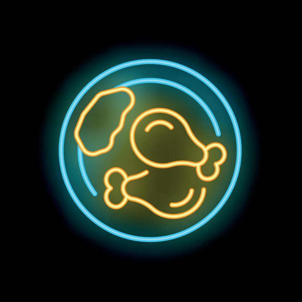 Neon sign showing chicken legs on a plate vector