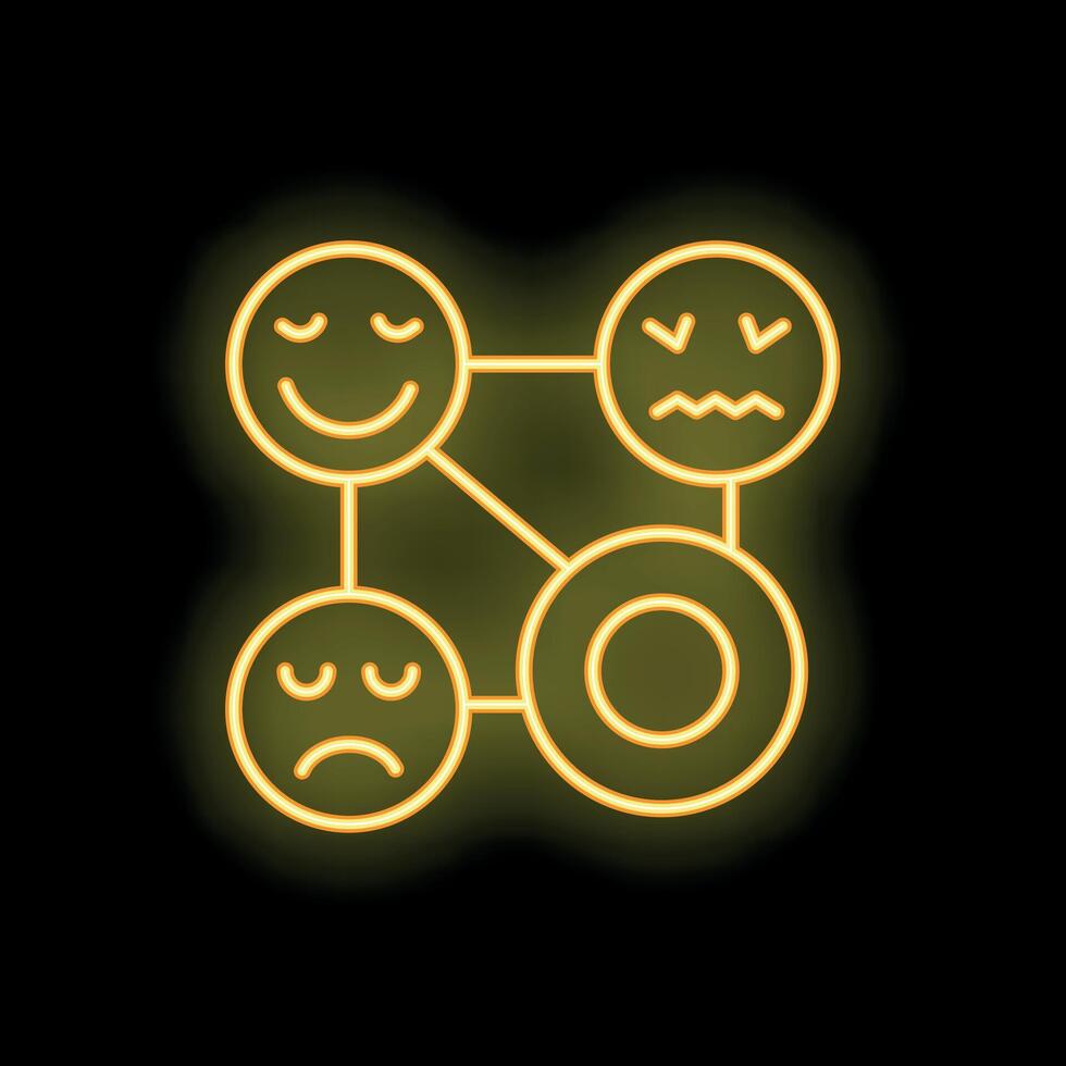 Neon icon showing different moods connected in a network vector