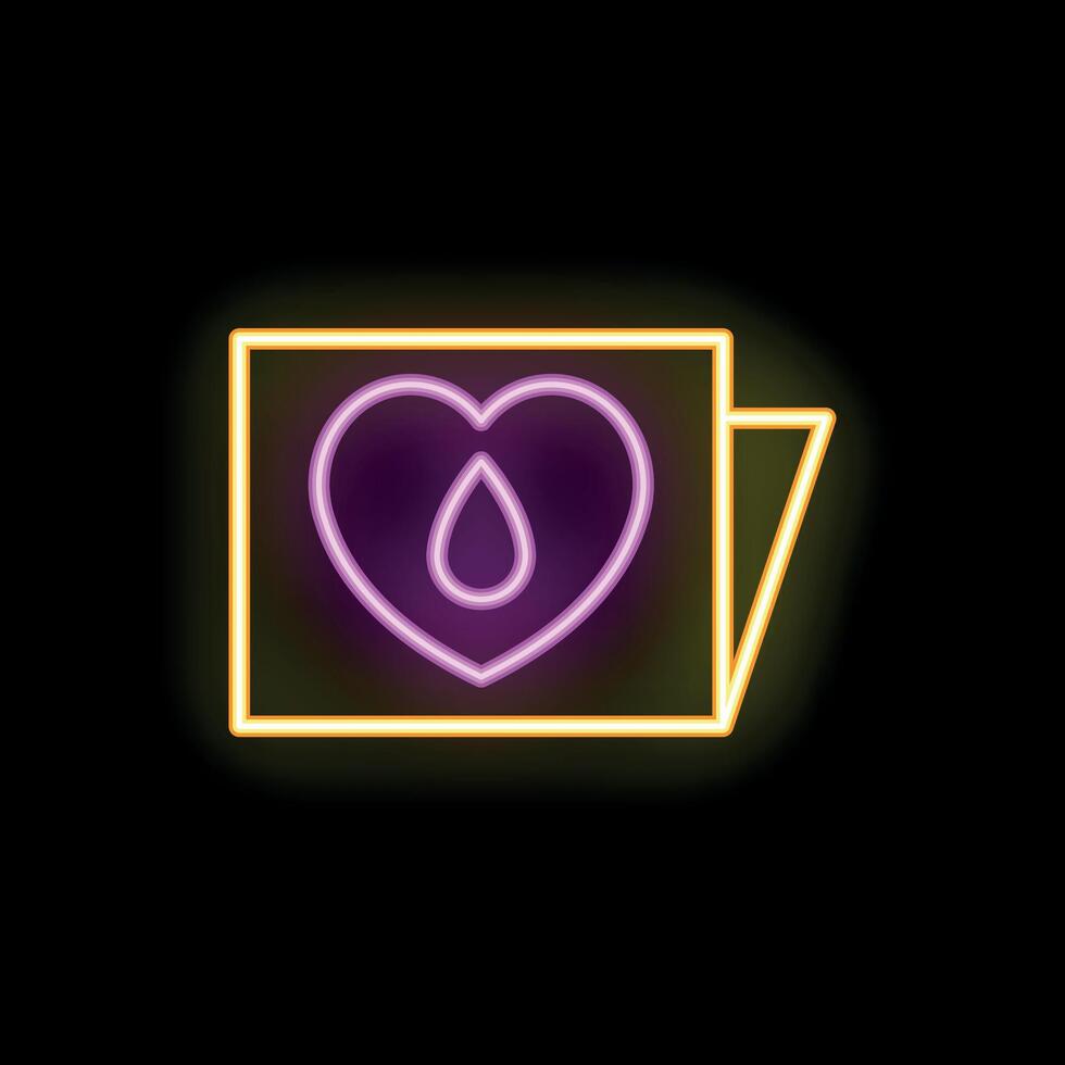 Neon icon of blood donation with heart and drop inside a speech bubble vector