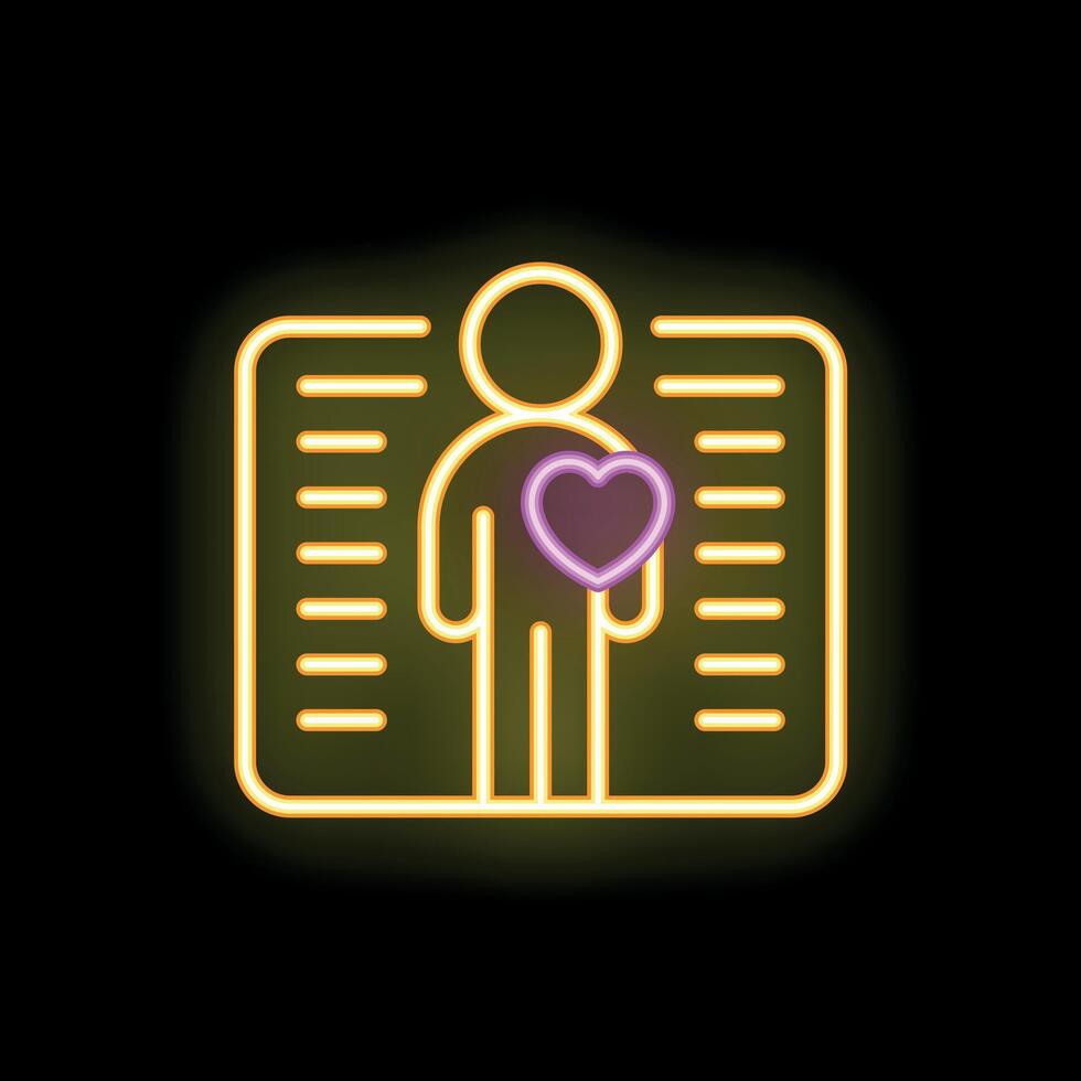 Neon sign representing health check up with heart symbol vector