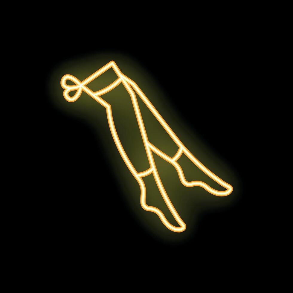 Neon sign showing a pair of women's stockings with a bow on a black background vector