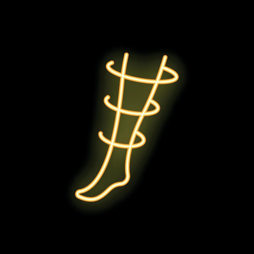 Neon sign representing compression stockings for varicose veins vector
