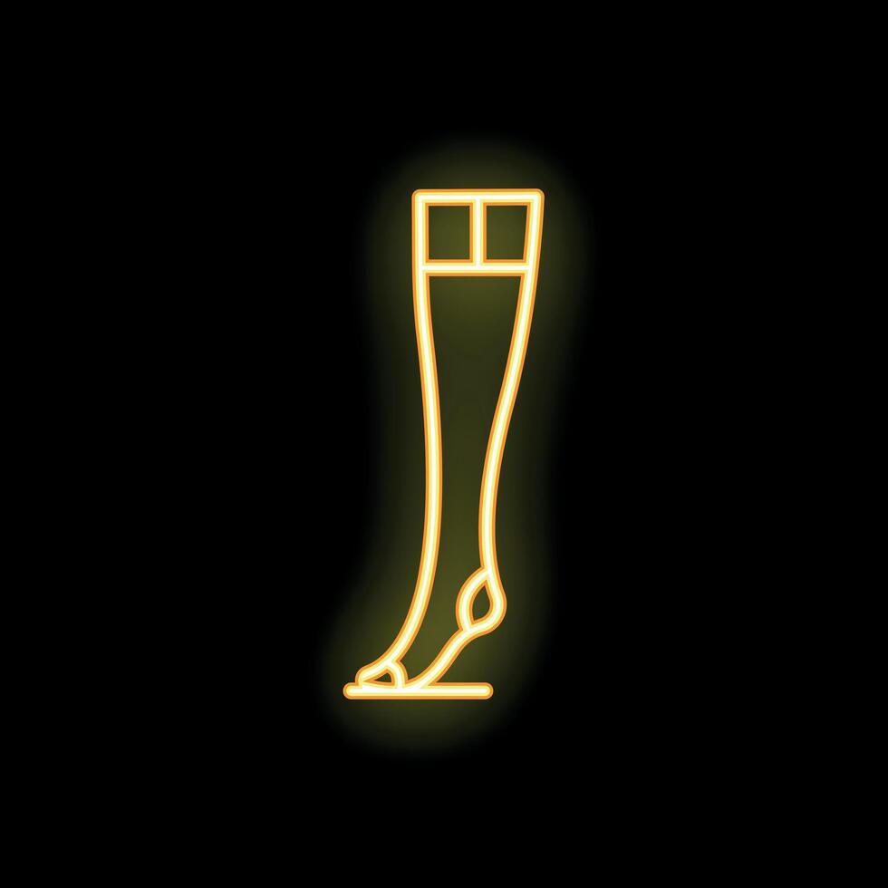 Golden neon sign showing stocking on black background vector