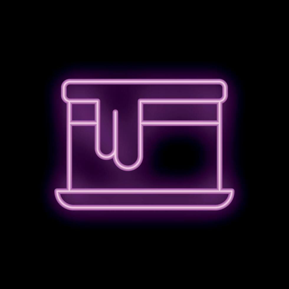 Neon sign showing a delicious cake dripping with icing on a plate vector