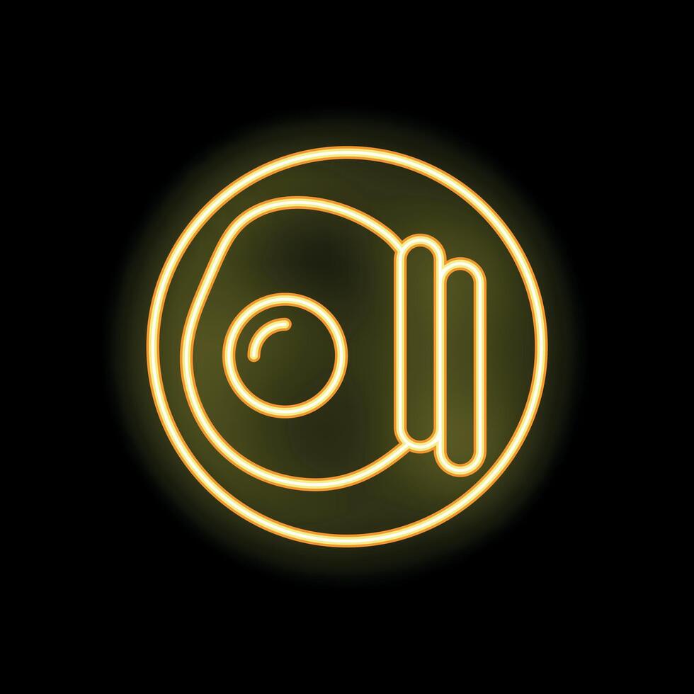 Neon sign showing fried egg with toast on a plate vector