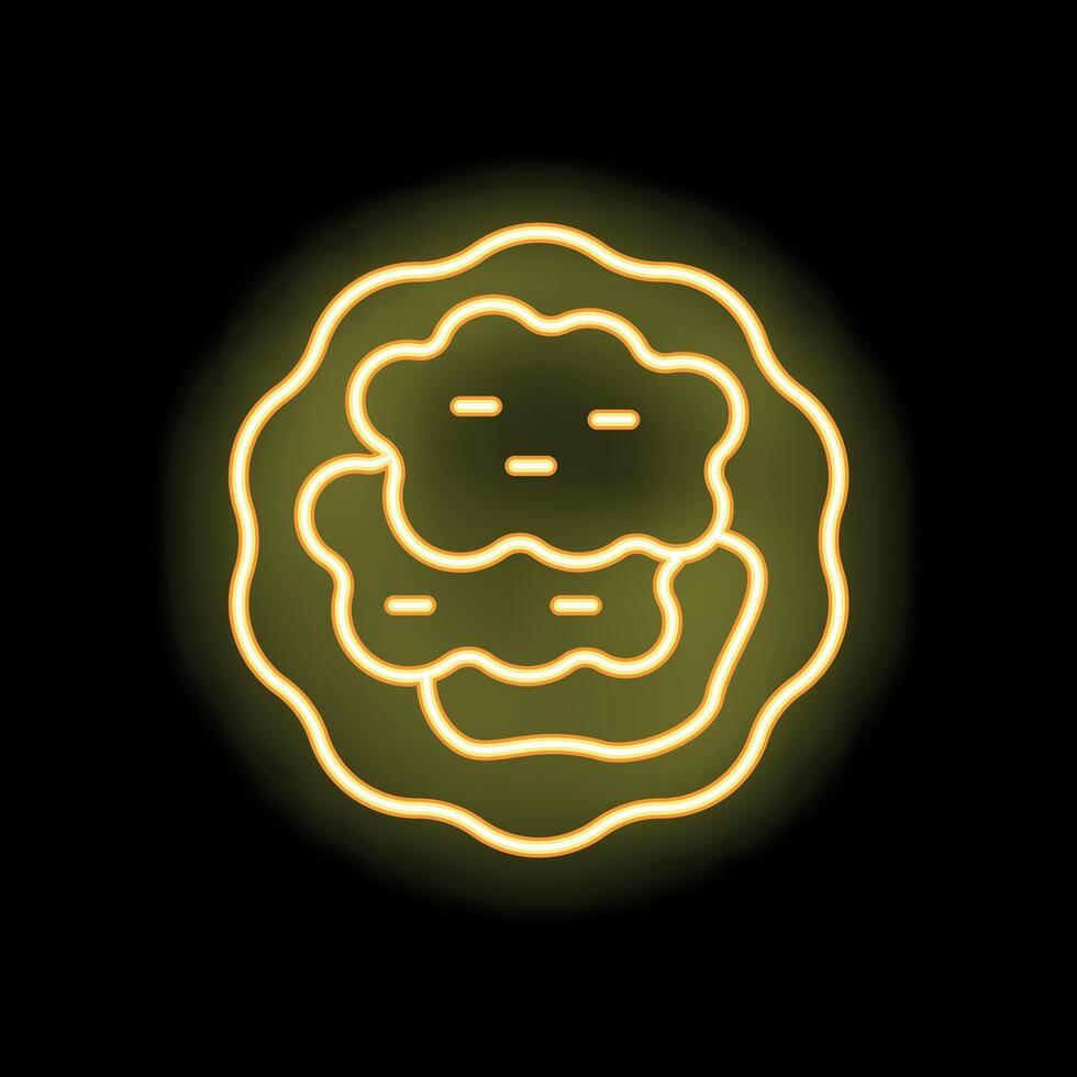 Neon sign of delicious hummus with pita bread shining on black background vector
