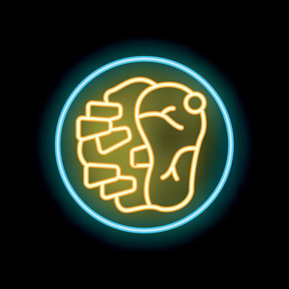 Neon sign showing orthopedic insole for shoes in circle vector