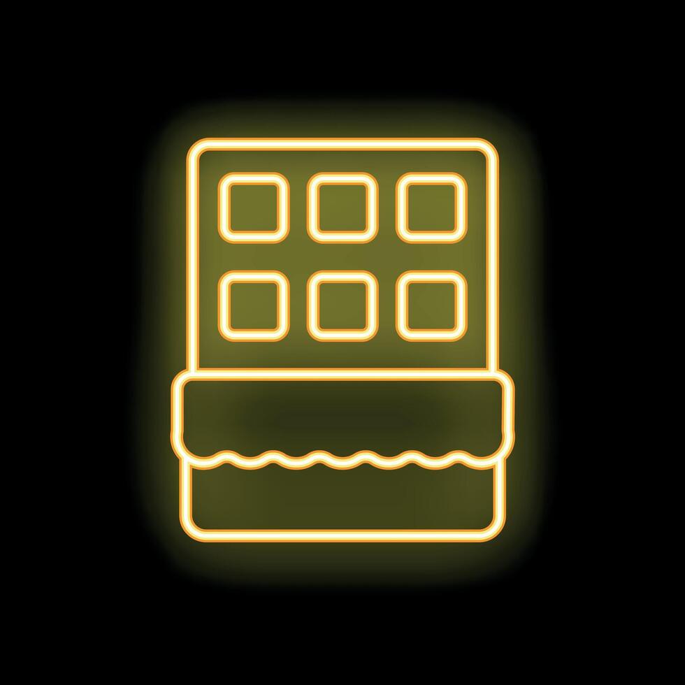 Glowing neon icon of chocolate bar on black background vector