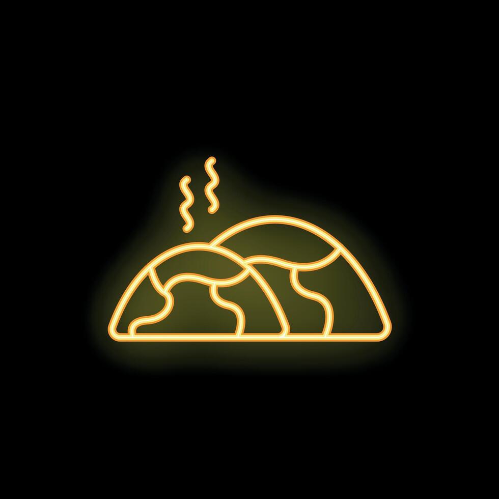 Neon sign of steaming hot empanadas on black background vector