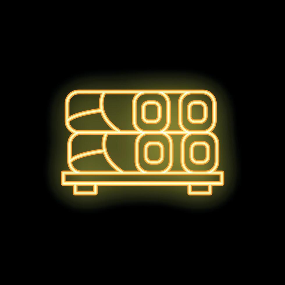 Neon yellow timber wood industry icon representing logging vector