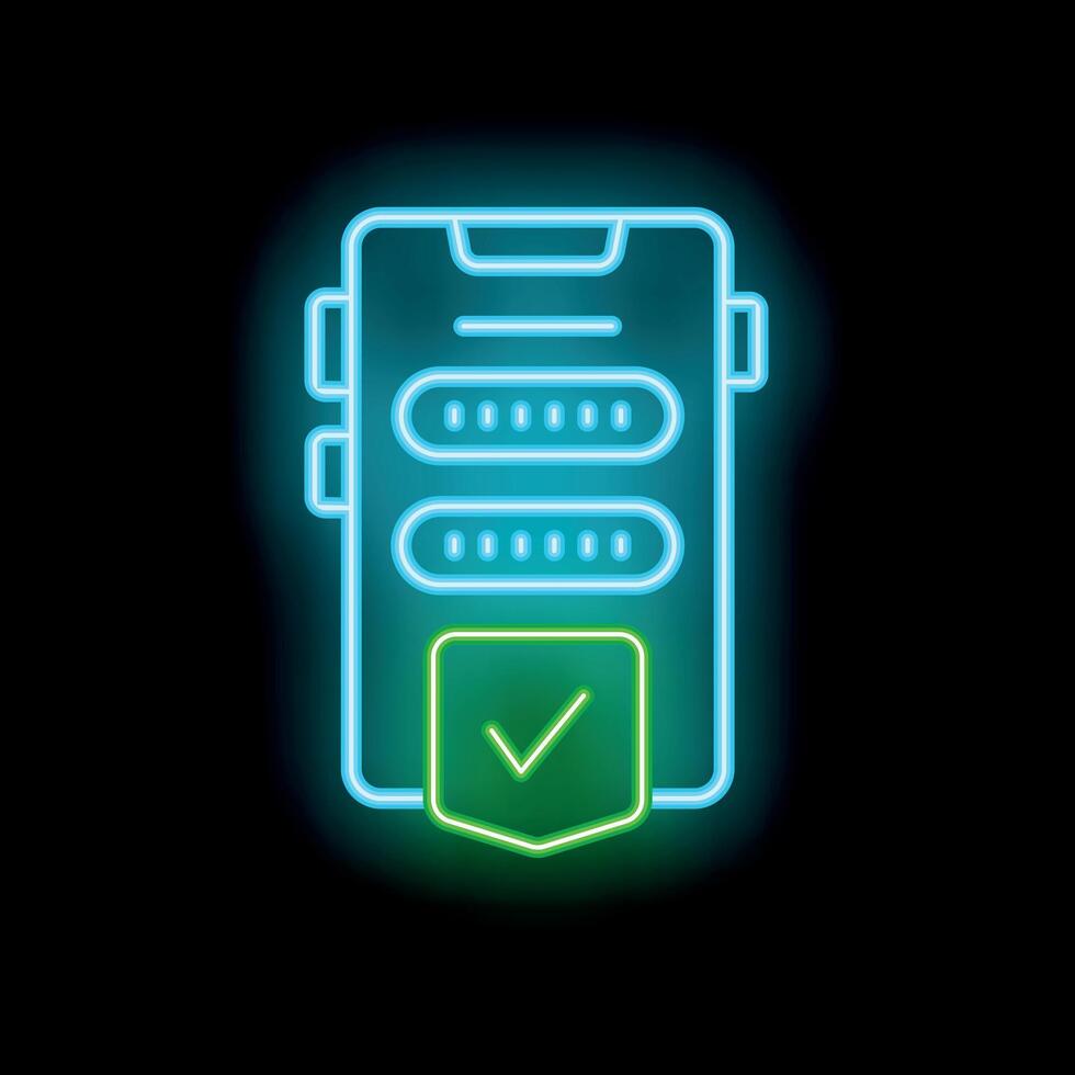 Neon two factor authentication with smartphone app providing security vector