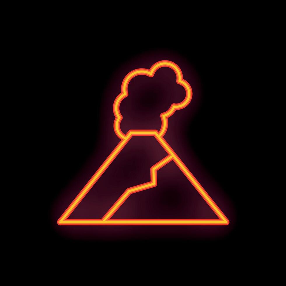 Neon volcano erupting with smoke and lava vector