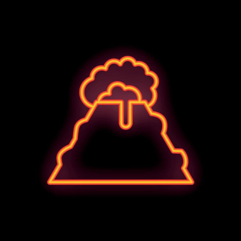 Neon volcano erupting with smoke and lava vector