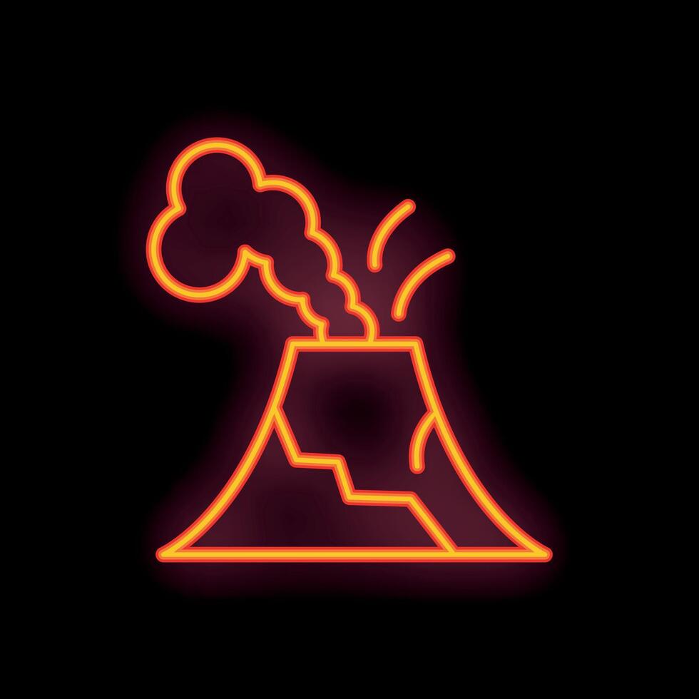 Neon volcano erupting with smoke and lava vector