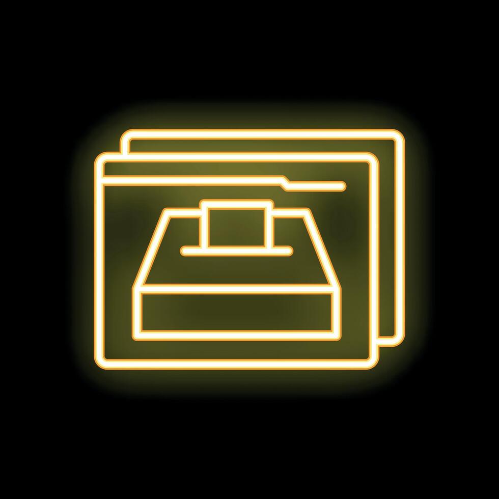 Glowing neon yellow icon of a secure online voting system vector