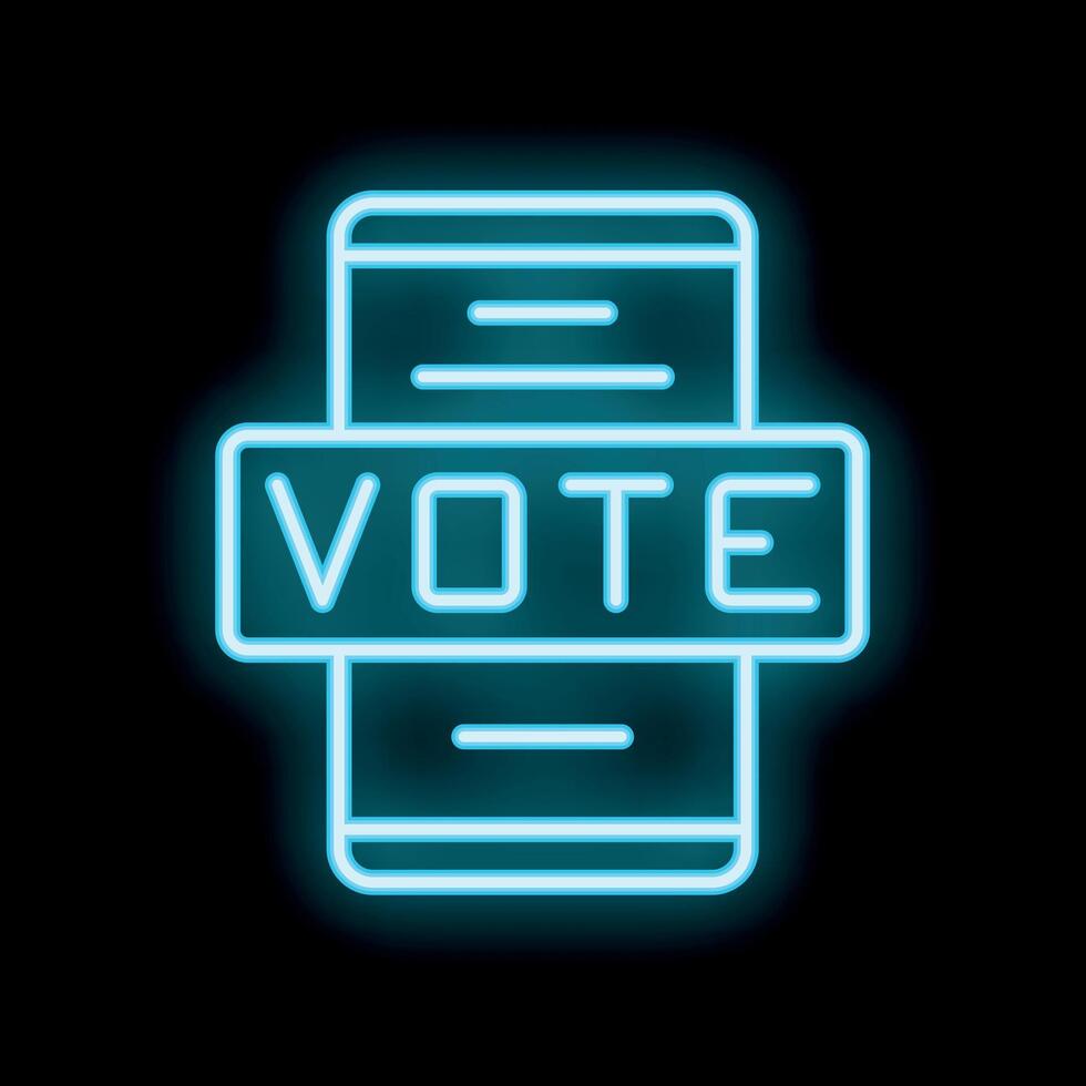 Neon sign smartphone showing vote button online voting concept vector