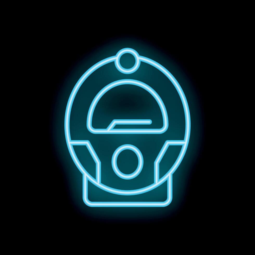 Glowing neon icon of parking meter on black background vector