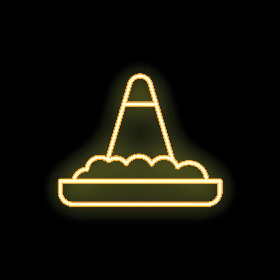Neon yellow incense burner icon on a black background vector