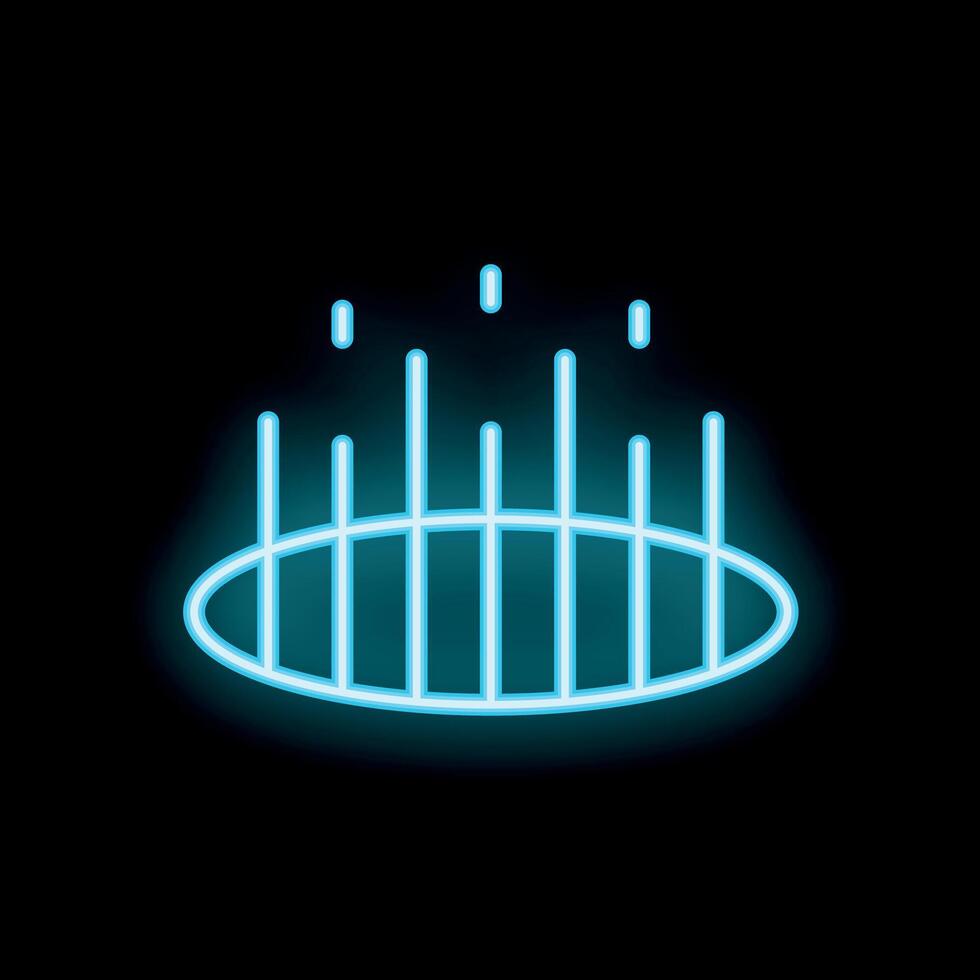 Neon glowing data transferring through portal on black background vector