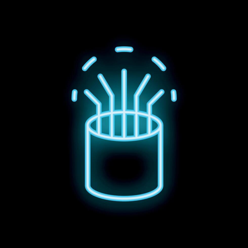 Neon icon of fiber optic cable transmitting data vector