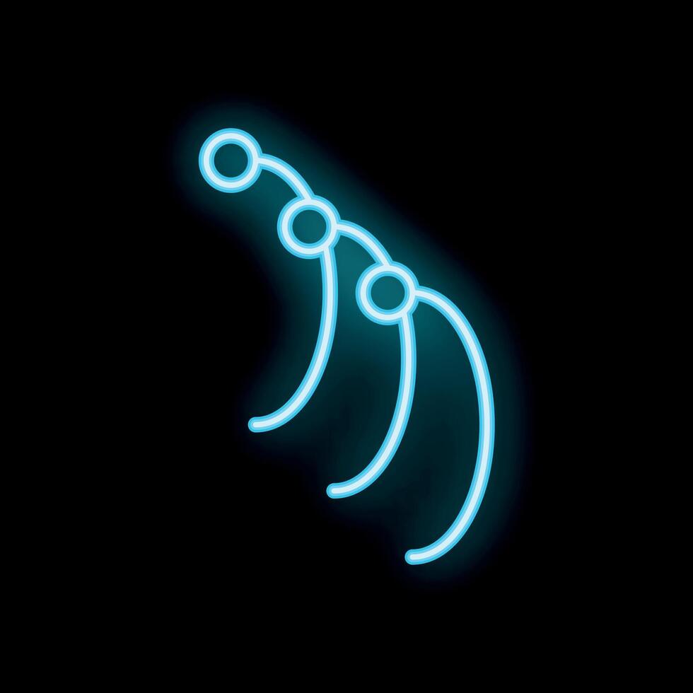Neon style icon of human spine vertebrae on black background vector