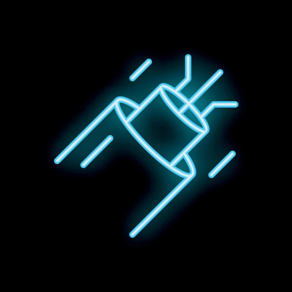 Neon fiber optic cable transferring data at high speed vector